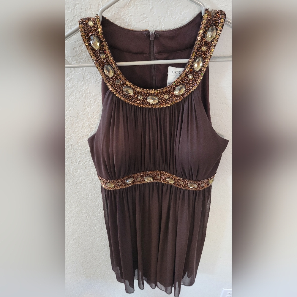 Cache Brown and Gemstone Dress Size 12 - Picture 3 of 5